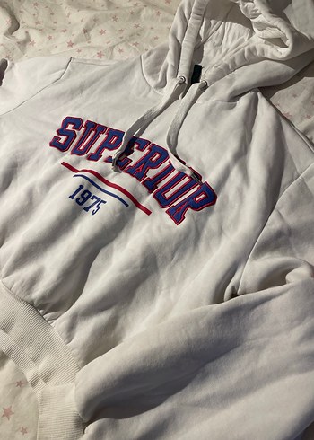 m Beden Beyaz Kapüşonlu Kadın Sweatshirt