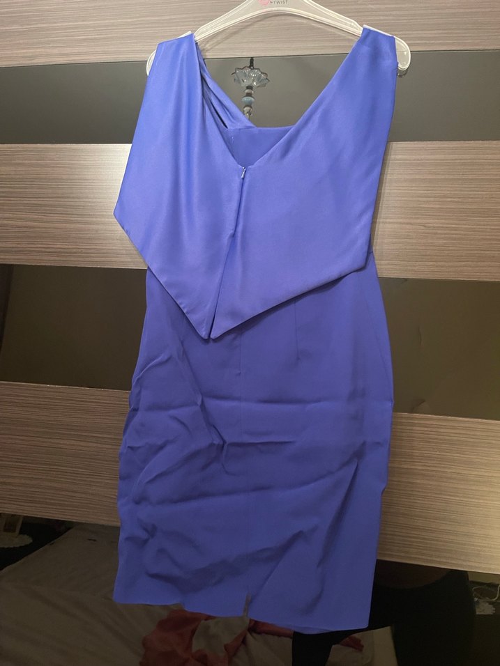 Mavi Drapeli Midi Ofis Elbisesi - Görsel 2