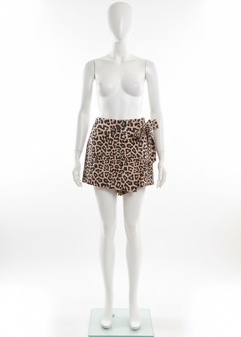 Leopar Desenli Kemerli Mini  şort Etek - Görsel 2