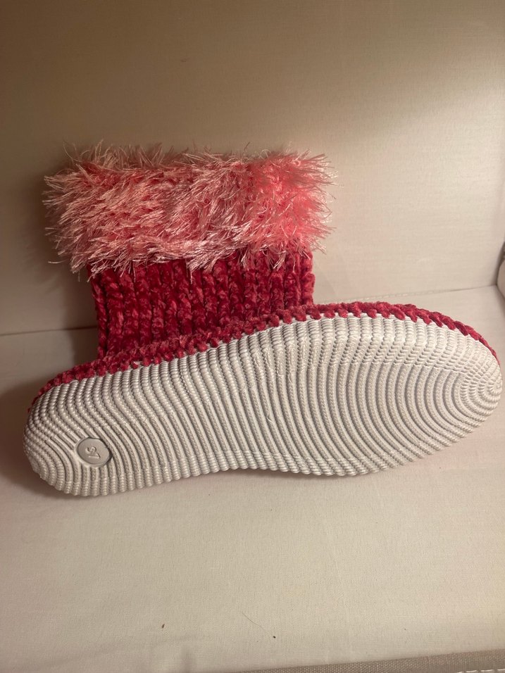 Kızlar için Pembe El Örgü Sıcak Ev Terliği - Görsel 4