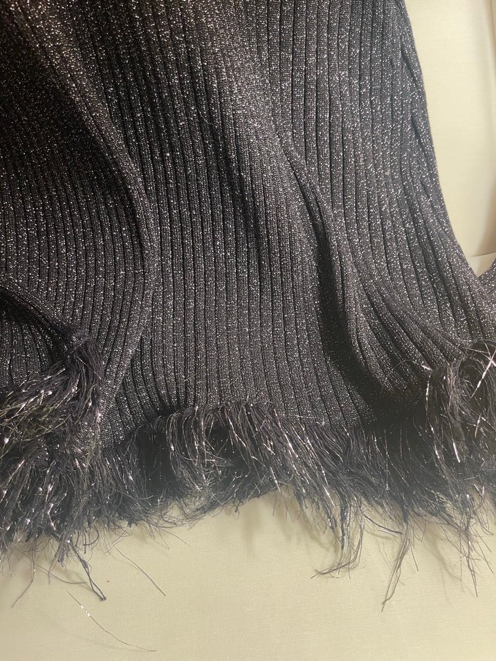 Koyu lacivert V Yakalı Uzun Kollu Triko şık  Kazak - Görsel 2