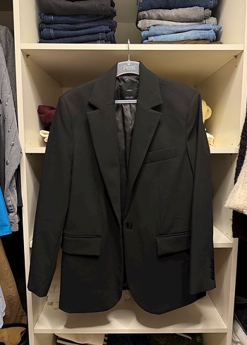 Siyah Düğmeli Kadın Blazer Ceket