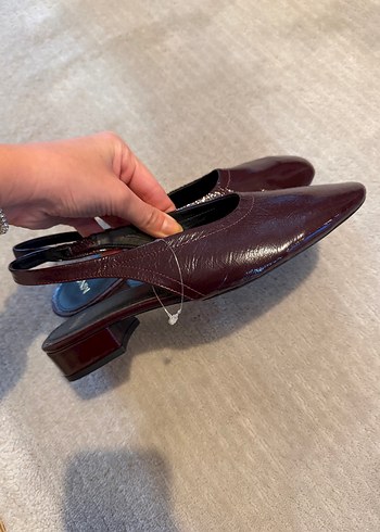 38 Beden Bordo Deri Tokalı Klasik Topuklu Ayakkabı