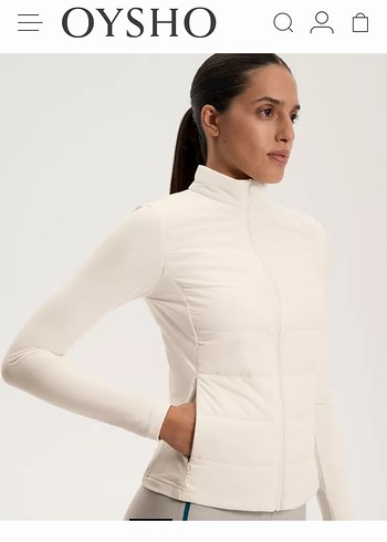 Oysho Beyaz Yüksek Yakalı Kadın Spor Ceket - Görsel 2