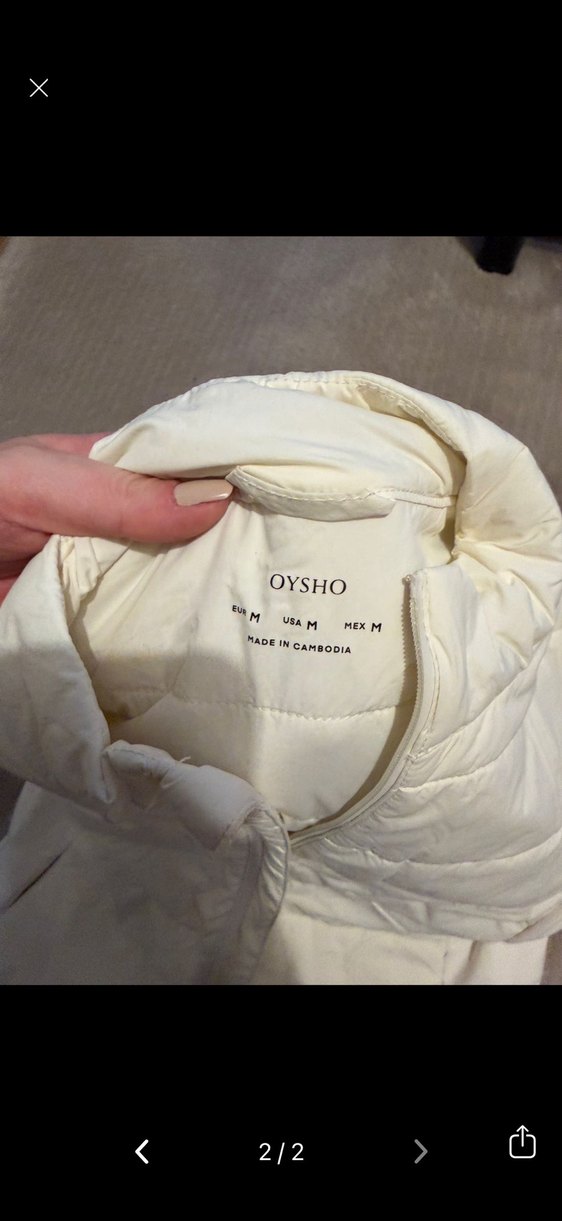 Oysho Beyaz Yüksek Yakalı Kadın Spor Ceket - Görsel 5