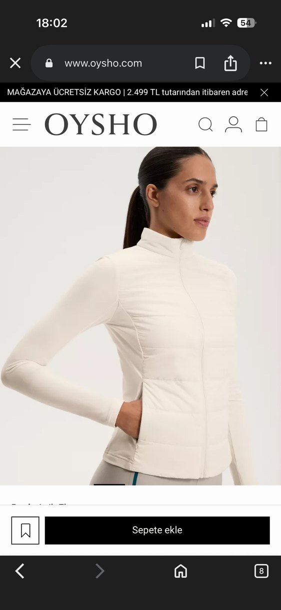 Oysho Beyaz Yüksek Yakalı Kadın Spor Ceket - Görsel 2