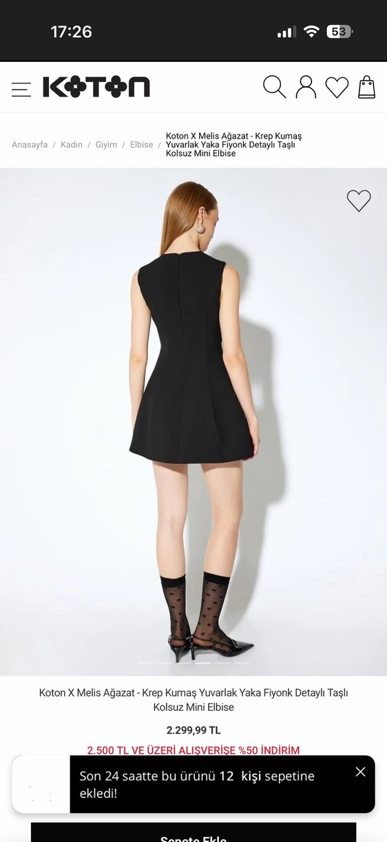 Kolsuz Siyah Mini Elbise - Görsel 3