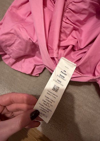 Pembe V Yaka Uzun Bohem Elbise - Görsel 4