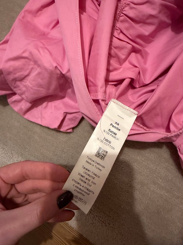 Pembe V Yaka Uzun Bohem Elbise - Görsel 4