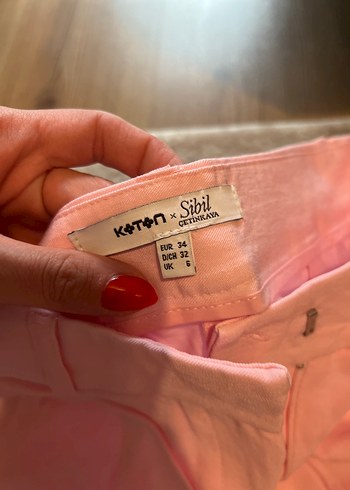 Koton Pembe Keten Midi Kadın Pantolon