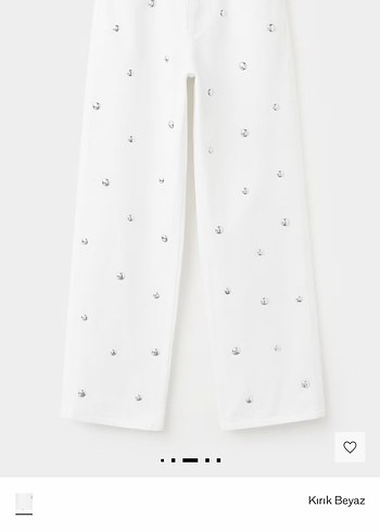 Mango Kirik Beyaz Tasli Duz Paca Pantolon