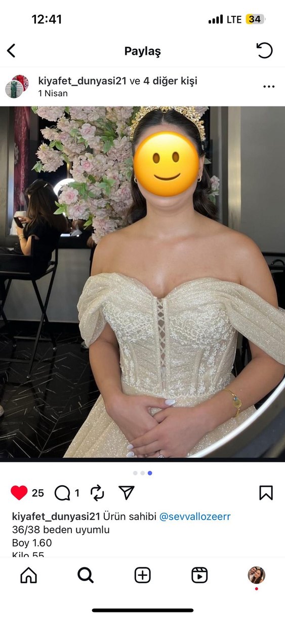 Bej Drapeli Straplez Uzun Abiye - Görsel 3