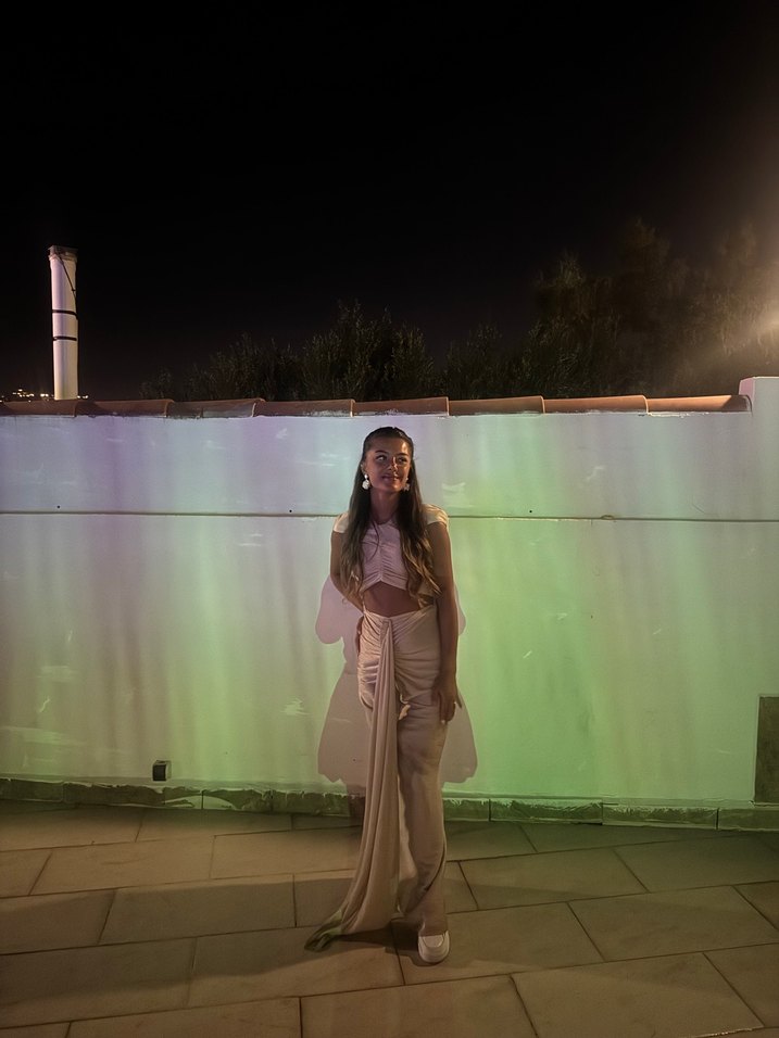 Bej Askılı Drapeli Straplez Crop Top - Görsel 5