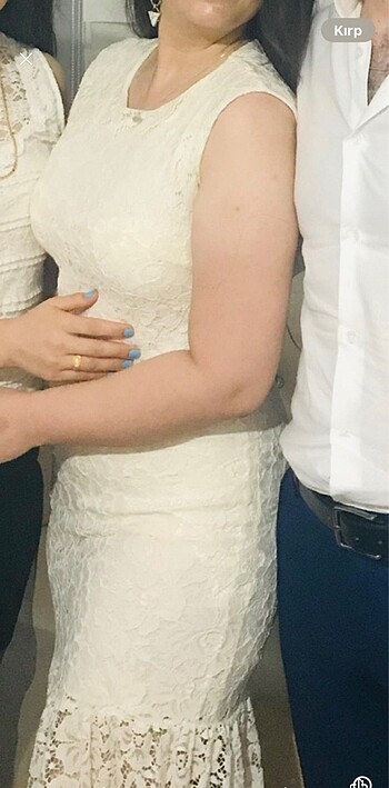 m Beden Beyaz söz elbisesi