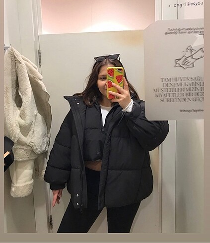 s Beden siyah Renk Mango yelekli mont