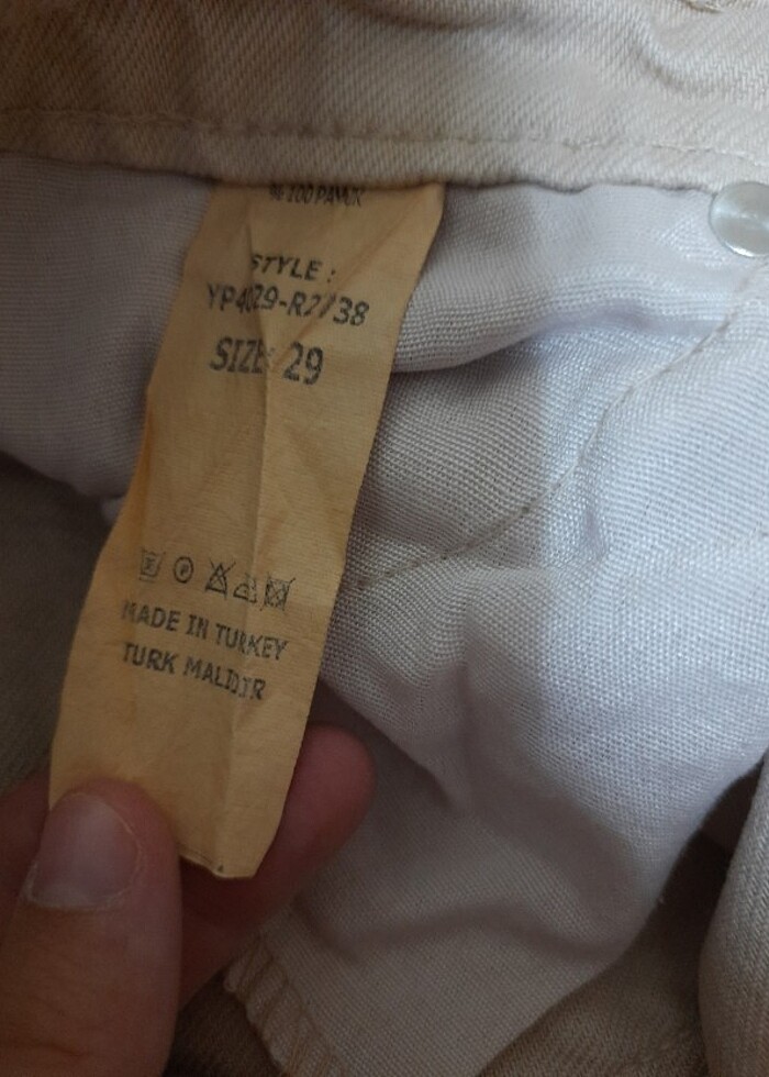 Krem paça yırtık kot pantolon - Görsel 3