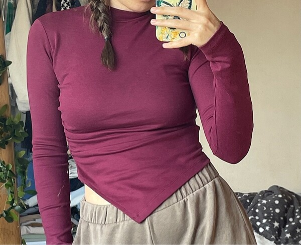 Bluz bordo asimetrik kesim