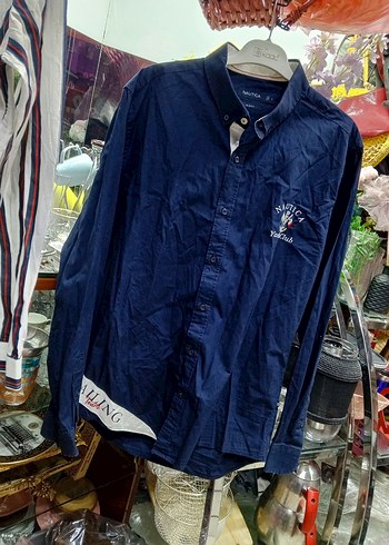 Nautica Lacivert Slim Fit uzun Kollu Gömlek - Görsel 2