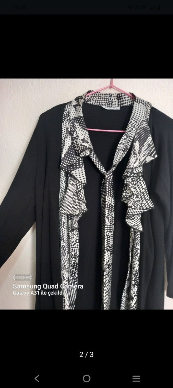 Yılan Desenli Uzun Kollu Siyah Tunik - Görsel 2