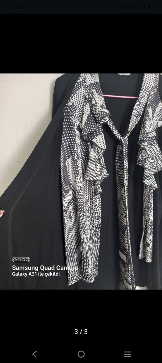 Yılan Desenli Uzun Kollu Siyah Tunik - Görsel 3