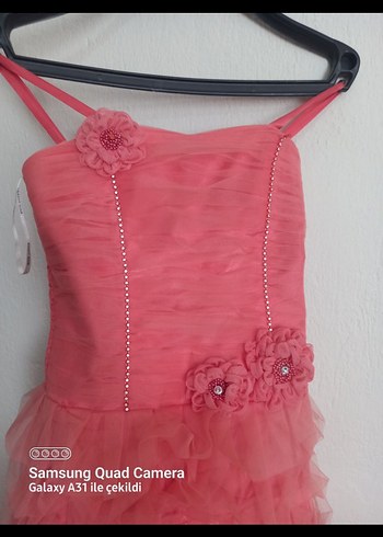 Pembe Straplez Uzun Abiye Elbise - Görsel 4