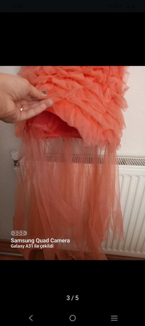 Pembe Straplez Uzun Abiye Elbise - Görsel 3