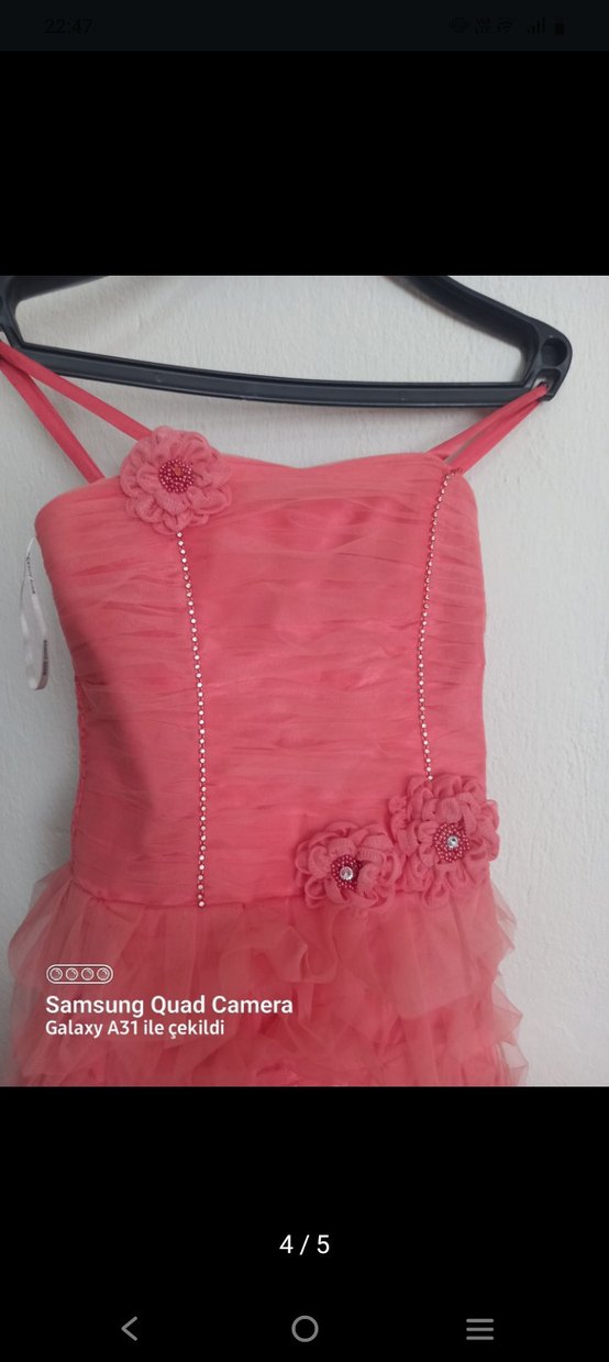 Pembe Straplez Uzun Abiye Elbise - Görsel 4