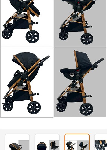 Siyah Bebek Arabası ve Oto Koltuğu Seti - Görsel 3