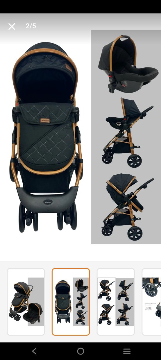Siyah Bebek Arabası ve Oto Koltuğu Seti - Görsel 2
