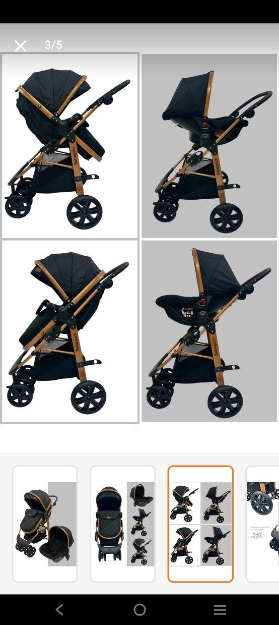 Siyah Bebek Arabası ve Oto Koltuğu Seti - Görsel 3