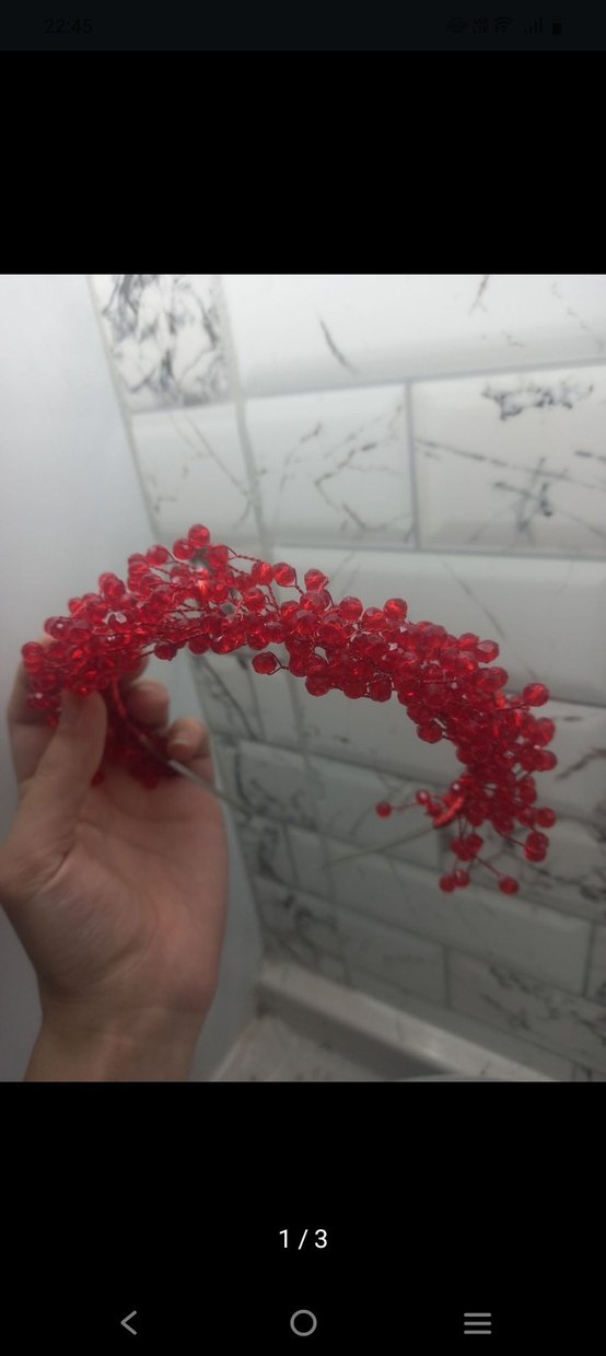 Kırmızı Boncuklu Bohem Saç Aksesuarı - Görsel 2