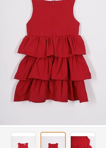 Kız Çocuk Kırmızı Kolsuz Fırfırlı Elbise - Görsel 2