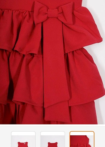 Kız Çocuk Kırmızı Kolsuz Fırfırlı Elbise - Görsel 3