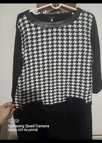 Siyah Midi Kadın Tunik Kemerli - Görsel 4