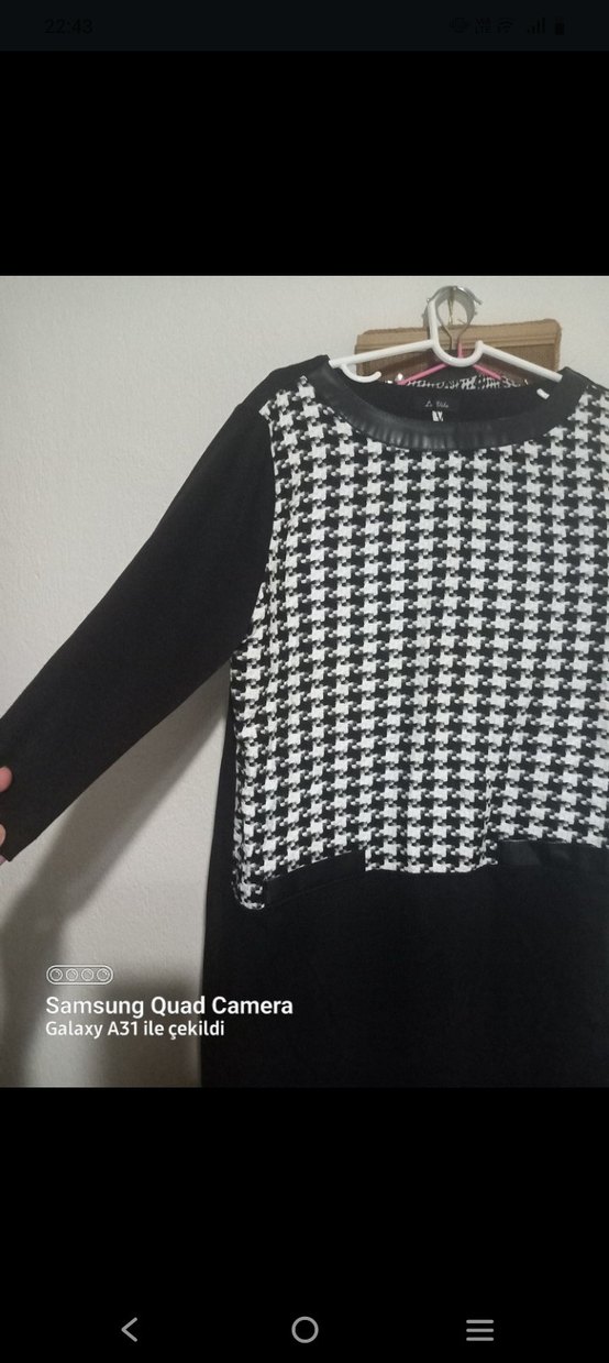 Siyah Midi Kadın Tunik Kemerli - Görsel 2