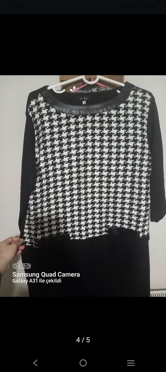 Siyah Midi Kadın Tunik Kemerli - Görsel 4