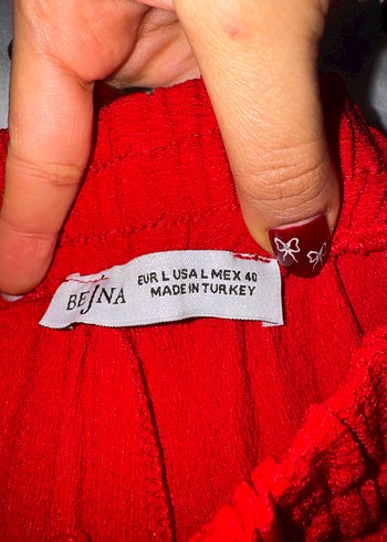 Kadın Kırmızı Bol Kesim Pamuklu Pantolon - Görsel 8