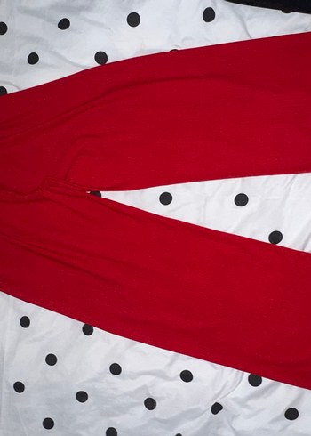 Kadın Kırmızı Bol Kesim Pamuklu Pantolon - Görsel 6