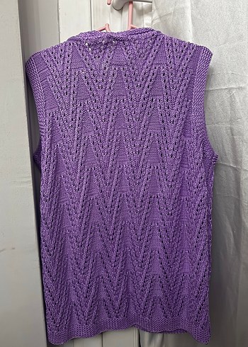Mor Örgü V Yaka Kadın Yelek - Görsel 8