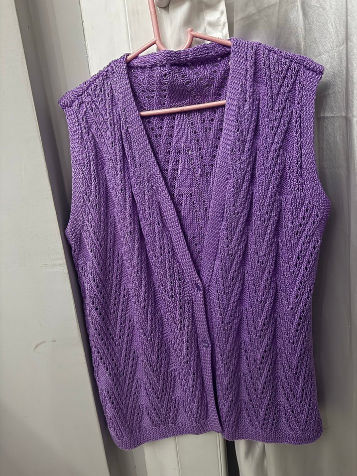 Mor Örgü V Yaka Kadın Yelek - Görsel 3