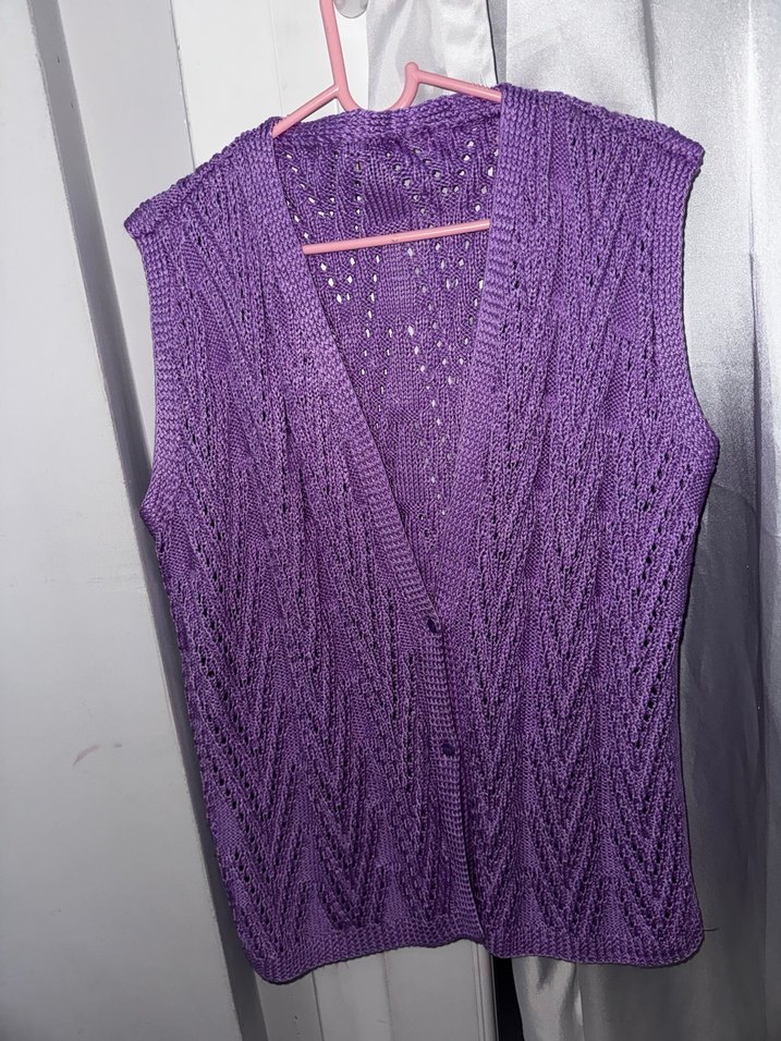 Mor Örgü V Yaka Kadın Yelek - Görsel 2