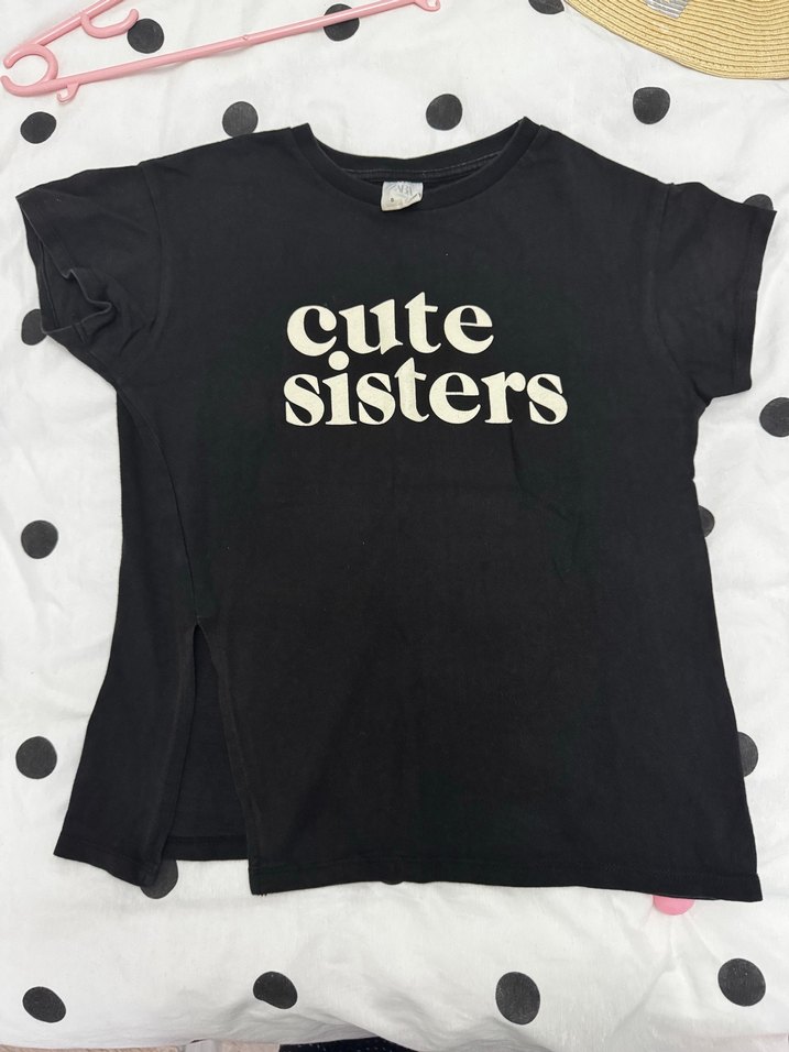 Zara Kız Çocuk Siyah Baskılı Kısa Kollu Tişört - Görsel 4