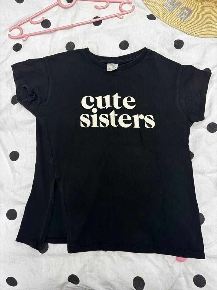 Zara Kız Çocuk Siyah Baskılı Kısa Kollu Tişört - Görsel 2