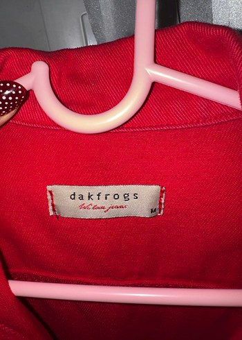 Düğmeli Kırmızı Kadın Denim Ceket - Görsel 8