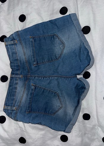 Kız Çocuk Mavi Düğmeli Mini Kot Şort - Görsel 8