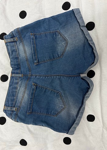 Kız Çocuk Mavi Düğmeli Mini Kot Şort - Görsel 7