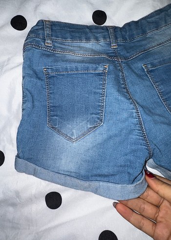 Kız Çocuk Mavi Düğmeli Mini Kot Şort - Görsel 9