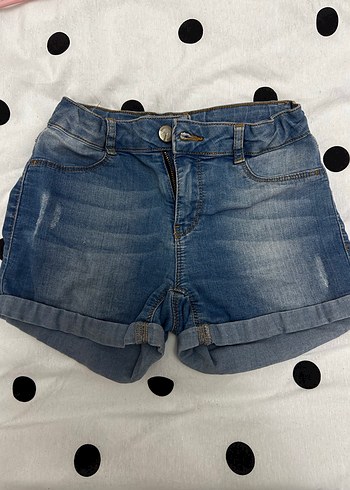 Kız Çocuk Mavi Düğmeli Mini Kot Şort - Görsel 4