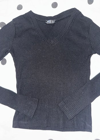 Uzun Kollu Siyah V Yaka Kadın Triko - Görsel 8