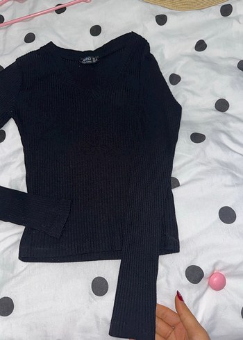 Uzun Kollu Siyah V Yaka Kadın Triko - Görsel 7